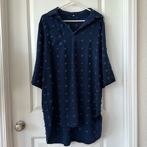 Blue Swiss Dot Swimsuit Coverup
